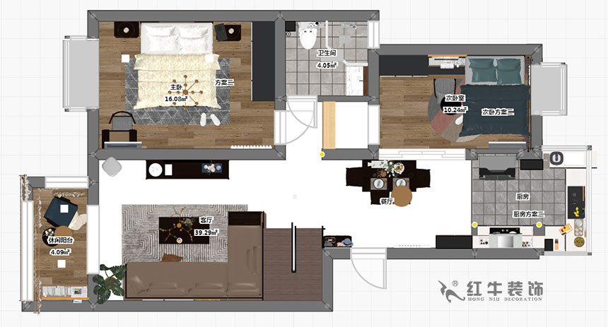 陶阳_金陵名人居1-8号-602-120㎡-现代简约风格_3室2厅2卫（二手房装修）_定制家￥129560_全包13万00_05彩平图一楼